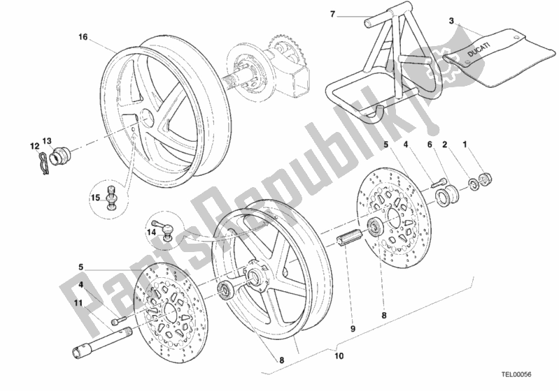 All parts for the Wheels of the Ducati Superbike 748 RS 2001